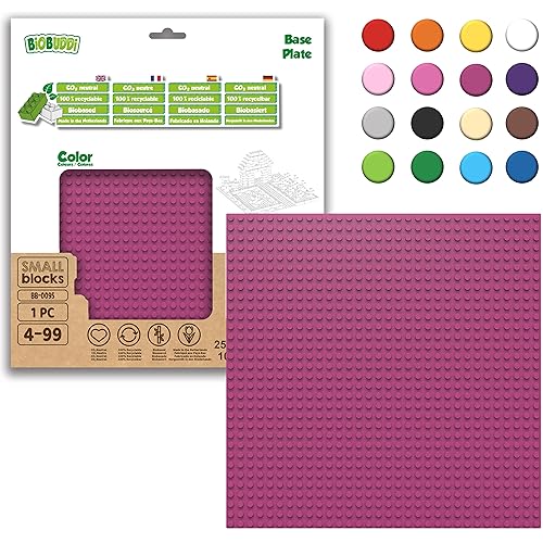 BIOBUDDI Grundplatte Bauplatte Fuchsia Magenta Rot Pink Rosa 32 x 32 Noppen (25x25cm), 100% kompatibel mit Lego & duplo, klimaneutral hergestellt in EU (Niederlande), 97% Bioplastik, BB-0095 von BIOBUDDI