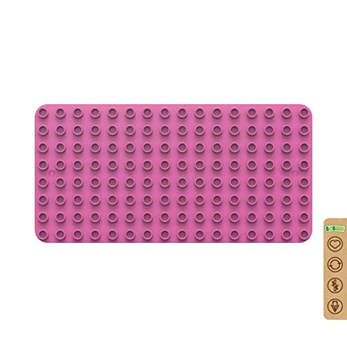 BIOBUDDI Grundplatte Bauplatte Pink Rosa Wassermelone 16 x 8 Noppen (25x12,5cm), 100% kompatibel mit Lego & duplo, klimaneutral hergestellt in EU (Niederlande), 97% Bioplastik, BB-0017 von BIOBUDDI