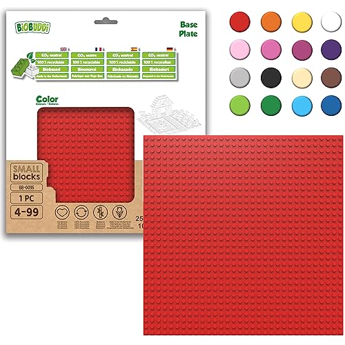 BIOBUDDI Grundplatte Bauplatte Rot Rosenrot 32 x 32 Noppen (25x25cm), 100% kompatibel mit Lego & duplo, klimaneutral hergestellt in EU (Niederlande), 97% Bioplastik, BB-0095 von BIOBUDDI