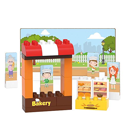 BiOBUDDi BB-0135 - Bausatz Bäckerei, biologische Bausteine zum Stecken, kompatibel zu anderen Marken, hergestellt aus Bio Kunststoff, 20 Klemmbausteine, Spielhintergrund und Pappspielfiguren BiOBUDDi BB-0135 - Bausatz Bäckerei, biologische Bausteine zum Stecken, kompatibel zu anderen Marken, hergestellt aus Bio Kunststoff, 20 Klemmbausteine, Spielhintergrund und Pappspielfiguren von BIOBUDDI