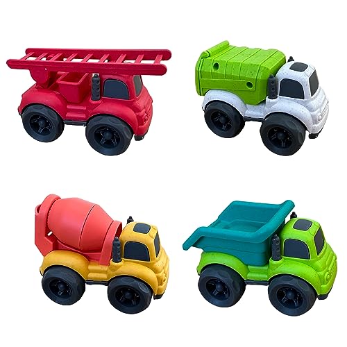 BIOPLAY® Spielzeugautos ab 1 Jahr [4-er Set] aus Bio Kunststoff | Sandspielzeug für Sandkasten | Sandspielzeug nachhaltig | Fahrzeuge | Deutscher von BIOPLAY