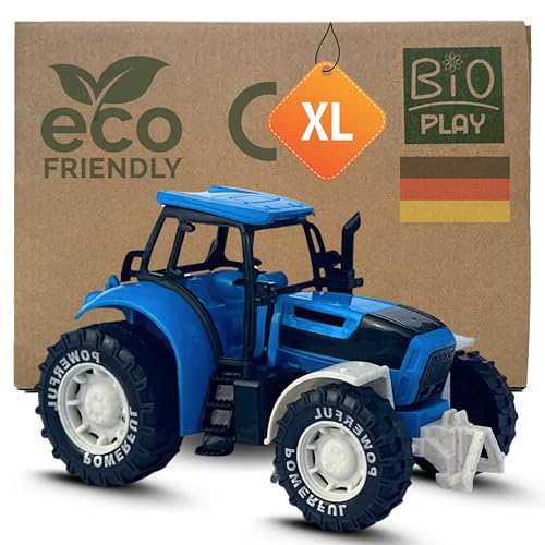 BIOPLAY® Sandkasten Traktor blau ab 3 Jahre | aus nachhaltigem Bio-Kunststoff | Kinderspielzeug | Sandspielzeug 36 Monate | Bulldog Spielzeug | Trecker von BIOPLAY