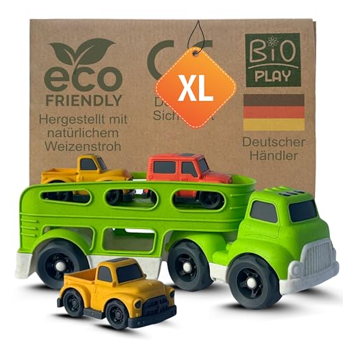 BIOPLAY® XXL Autotransporter | Bio Kunststoff | Für Kinderzimmer und Draußen | Spielzeugautos ab 1 Jahr | Sandspielzeug für Jungen und Mädchen | Auto | Transporter | Sandkasten von BIOPLAY