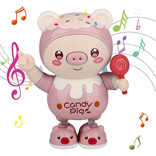 BIOSA Elektrisches Tanzendes Schwein Spielzeug, Roboter Schwein Spielzeug mit Musik und LED-Lichtern, Interaktives Baby Laufspielzeug, Geburtstagsgeschenke for Kinder ab 4 5 6 7 8 Jahr von BIOSA