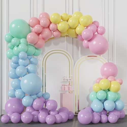 BIQIQI 131pcs Bunt Macaron Ballon Bogen, Pastell Ballon Girlande Kit, Bunt Latex Luftballons, Party Ballon Dekoration, Bunte Dekoration für Geburtstage… von BIQIQI