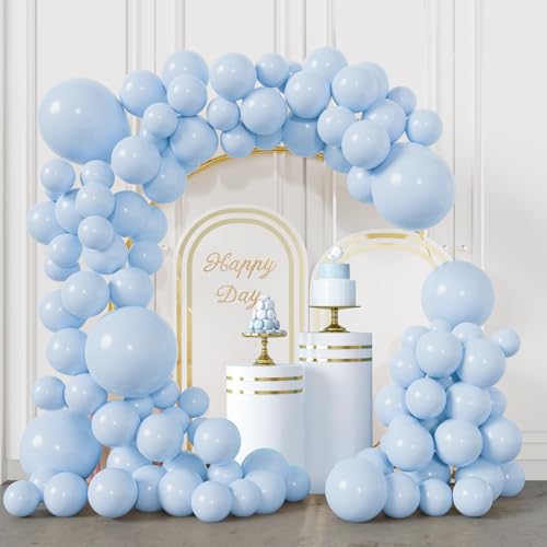 BIQIQI Luftballon Pastellblaue, 113 Stück Macaron Pastellblaue BallonGirlande von 18 12 10 5 Zoll, Hellblaue Ballons für Geburtstage, Babypartys, Hochzeitsfeierdekoration, Gender Reveal von BIQIQI