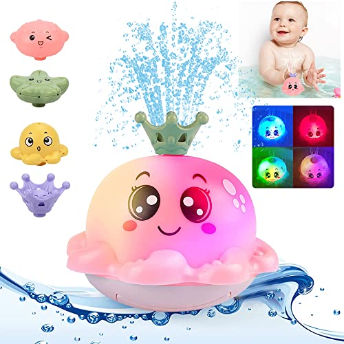 Badewannenspielzeug Baby Badespielzeug Wasserspielzeug ab 1 2 3 Jahre, Wasserspielzeug Kinder Baby Badewanne LED Oktopus Induction Automatischer Wasserstrahl Pool Spielzeug Geschenke für Baby von BIQIQI