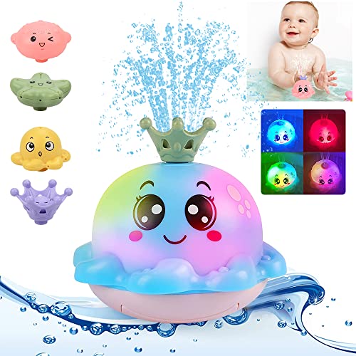 Badewannenspielzeug Baby ab 1 2 3 Jahre,Badespielzeug Wasserspielzeug Kinder Baby Badewanne LED Oktopus Induction Automatischer Wasserstrahl Pool Spielzeug Geschenke für Baby von BIQIQI