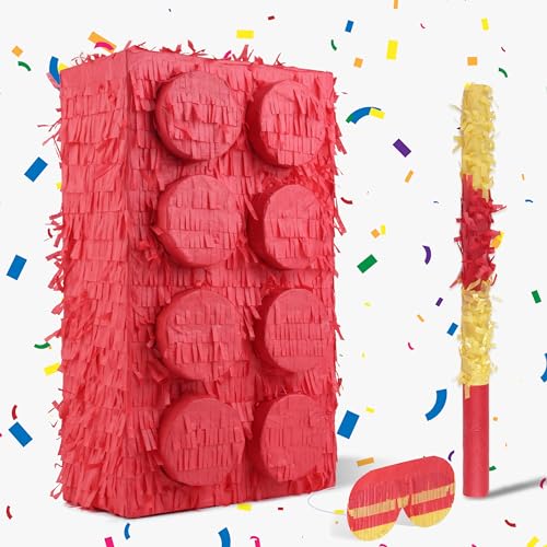 BIRCIHO Block Pinata Bundle mit einer Augenbinde und Fledermaus (43 x28 x10cm), Pinjata für Kinder,pinata geburtstag, perfekt für kindergeburtstag Thema Party, Dekoration von BIRCHIO