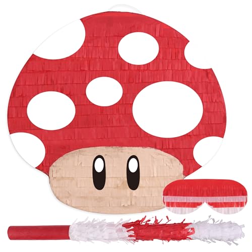 Birchio Pilz-Pinatas-Set mit Augenbinde und Fledermaus (41,5 x 30,5 x 8,9 cm), perfekt für Kindergeburtstage, mexikanische Themenpartys, Dekorationen von BIRCHIO