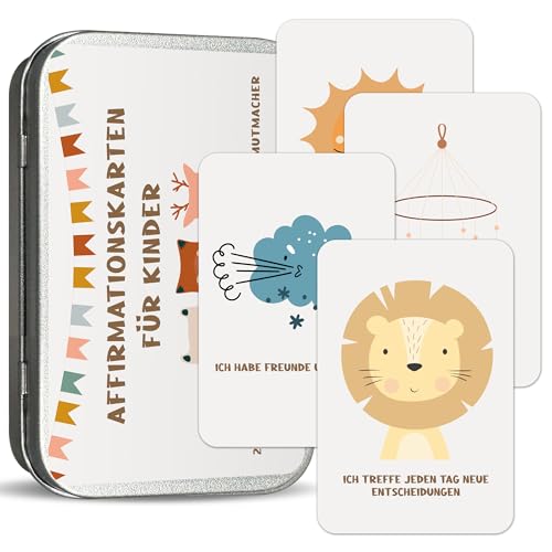 BIROYAL Affirmationskarten Kinder - 24 Karten - Mutmachkarten für Kinder mit Metalldose - Gefühlskarten Kinder - Achtsamkeit Kinder - Selbstbewusstsein stärken Kinder BIROYAL Affirmationskarten Kinder - 24 Karten - Mutmachkarten für Kinder mit Metalldose - Gefühlskarten Kinder - Achtsamkeit Kinder - Selbstbewusstsein stärken Kinder von BIROYAL