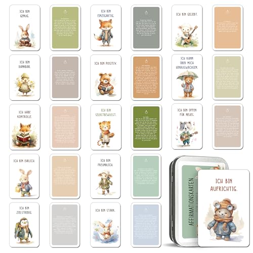 BIROYAL 48 Affirmationskarten Kinder - Mutmachkarten, Motivationskarten, Achtsamkeitskarten - Achtsamkeit, Positive Affirmationen Karten für Kinder - Selbstbewusstsein stärken von BIROYAL