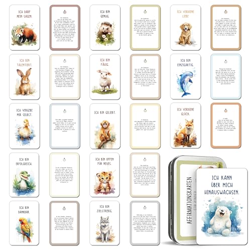 BIROYAL 48 Affirmationskarten Kinder - Mutmachkarten, Motivationskarten, Achtsamkeitskarten - Achtsamkeit, Positive Affirmationen Karten für Kinder - Selbstbewusstsein stärken von BIROYAL