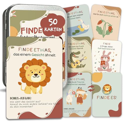 BIROYAL Outdoor Spiele für Kinder, Finde Es Suchspiel, 50 Entdeckerkarten, Gefunden Outdoor Suchspiel und Natur entdecken für Kinder, Outdoor Schatzsuche, Spiele für Draußen ab 4,5,6,7 Jahre von BIROYAL