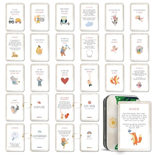 BIROYAL 40 Affirmationskarten Kinder - Selbstbewusstsein & Achtsamkeit stärken - Achtsamkeitskarten, Mutmacherkarten, Motivationskarten für Kinder - Kartenset mit Affirmationen von BIROYAL