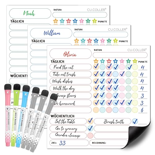 BIROYAL 3er Aufgabenplaner Kinder mit 6 Stifte, 22x22cm Magnetisch Wochenplaner Kinder Abwischbar, Aufgabentafel Kid, Belohnungstafel Mädchen Jungen ab 6, Tagesablauf, To Do List Board für Kühlschrank BIROYAL 3er Aufgabenplaner Kinder mit 6 Stifte, 22x22cm Magnetisch Wochenplaner Kinder Abwischbar, Aufgabentafel Kid, Belohnungstafel Mädchen Jungen ab 6, Tagesablauf, To Do List Board für Kühlschrank von BIROYAL