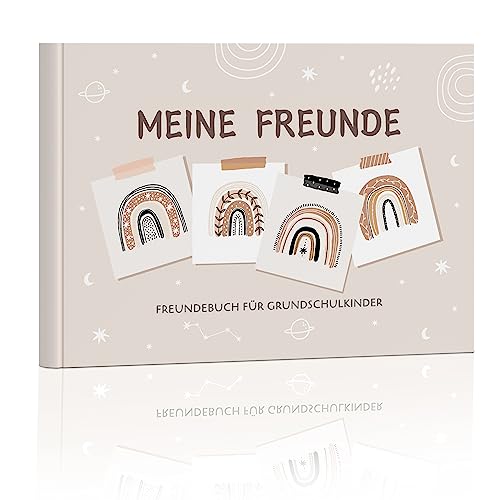 BIROYAL Freundebuch Schule Mädchen und Jungen Regenbogen Design | Schulfreundebuch Geschenk zur Einschulung | Meine Freunde Buch zum Ausfüllen | Freundschaftsbuch für Kindergarten, Grundschule von BIROYAL