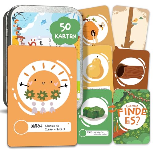 BIROYAL Outdoor Spiele für Kinder, Finde Es Suchspiel, 50 Entdeckerkarten, Gefunden Outdoor Suchspiel und Natur entdecken, Outdoor Schatzsuche, Spiele für Draußen ab 4,5,6,7 Jahre, Card Game von BIROYAL