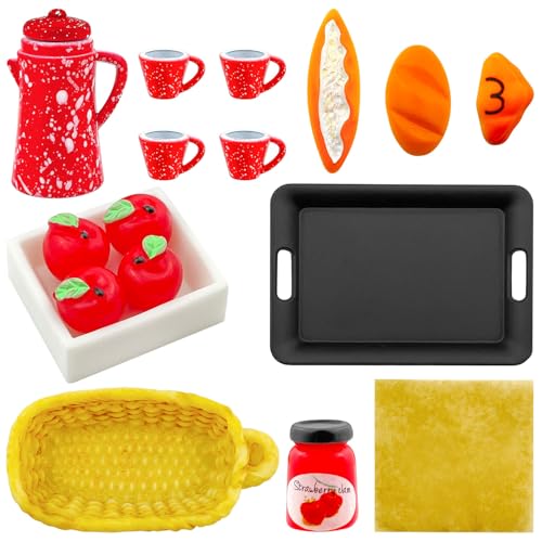 BITEFU 3 Stück Wichtel Zubehör, 1/12 Miniatur Essen und Trinken,Inklusive Porzellan-Teeservice, künstlichen Äpfeln und Brotkorb,Mini Küche Kleine Puppenzubehör Spielgeschirr für Puppenhaus,Essen Party BITEFU 3 Stück Wichtel Zubehör, 1/12 Miniatur Essen und Trinken,Inklusive Porzellan-Teeservice, künstlichen Äpfeln und Brotkorb,Mini Küche Kleine Puppenzubehör Spielgeschirr für Puppenhaus,Essen Party von BITEFU