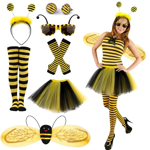 BITOWO 7stk Bienenkostüm Erwachsene Damen Bienen Flügel Tütü Rock Haarreif Ohrringe Socken Handschuhe Brille Biene Bienen Kostüm Damen Zubehör Kostüm Biene Damen Karneval Faschingskostüm Verkleidung BITOWO 7stk Bienenkostüm Erwachsene Damen Bienen Flügel Tütü Rock Haarreif Ohrringe Socken Handschuhe Brille Biene Bienen Kostüm Damen Zubehör Kostüm Biene Damen Karneval Faschingskostüm Verkleidung von BITOWO