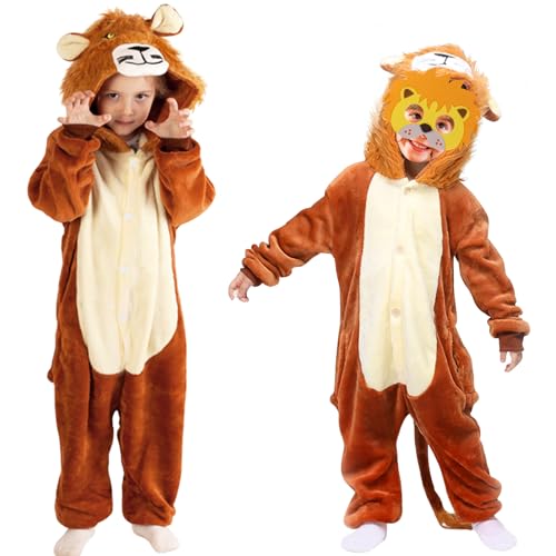 BITOWO Löwenkostüm Kinder Overall 92 98 104 Löwe Kostüm Kinder Jungen Mädchen 3-4 Jahre Kostüm Löwe Kind Karneval Faschingskostüme Löwen kostüm Kind Baby für Klein-Kinder 100 von BITOWO