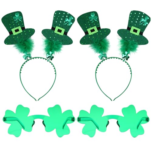 BITOWO St. Patricks Day Brille St. Patricks Day Zubehör Kleeblatt Stirnband Herren Damen (2 Set) von BITOWO