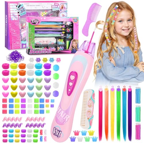 BITOYO Haarschmuck Mädchen, Haarflechtmaschine Mädchen Set, DIY Haardekorations Haarperlen Flechthilfe für Geschenk Mädchen 5 6 7 8 9 10 Jahre, Kreative Haardekorationen für Kinder von BITOYO