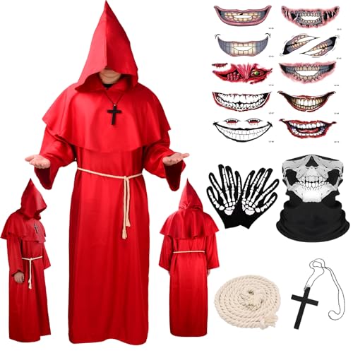 BITOYO Mönch Robe Priester Kostüm (Rot, S) von BITOYO