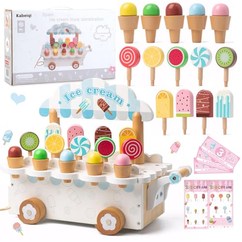 Eisdiele Kinder Holz, Kaufladen Zubehör Eisladen Kinder Eiscreme Einkaufsladen EIS Holzspielzeug Spielküche Zubehör Eisverkauf Kaufmannsladen zum Rollenspiel, Montessori Spielzeug Geschenk ab 3 Jahre Eisdiele Kinder Holz, Kaufladen Zubehör Eisladen Kinder Eiscreme Einkaufsladen EIS Holzspielzeug Spielküche Zubehör Eisverkauf Kaufmannsladen zum Rollenspiel, Montessori Spielzeug Geschenk ab 3 Jahre von BITOYO