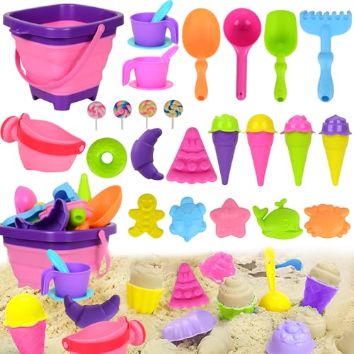 Sandspielzeug für Kinder, 34 Stück Strandspielzeug mit Faltbarem Eimer, Spaten, Netz Rucksacktasche, Gießkanne und Sandspielzeug EIS, Sommer Sandkastenspielzeug Draußen für Jungen und Mädchen Sandspielzeug für Kinder, 34 Stück Strandspielzeug mit Faltbarem Eimer, Spaten, Netz Rucksacktasche, Gießkanne und Sandspielzeug EIS, Sommer Sandkastenspielzeug Draußen für Jungen und Mädchen von BITOYO