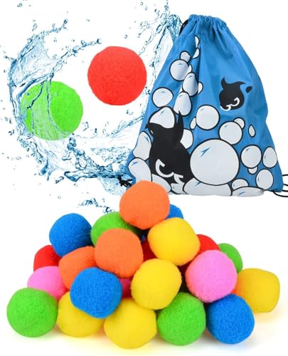 Wiederverwendbare Wasserbomben, 32 Stück Baumwoll Wasserbomben mit Tasche, Wasserbomben Bälle,Wasserschlacht Ballon,Wasserbomben Bälle set Wasserspielzeug für Pool/Strand/Outdoor-Aktivitäten Wiederverwendbare Wasserbomben, 32 Stück Baumwoll Wasserbomben mit Tasche, Wasserbomben Bälle,Wasserschlacht Ballon,Wasserbomben Bälle set Wasserspielzeug für Pool/Strand/Outdoor-Aktivitäten von BITOYO