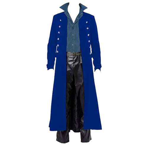 BITSEACOCO Retro Gothic Mittelalter Jacke Herren Halloween Steampunk Frack Fantasy LARP Cosplay Kostüme Trenchcoat Outwear, Blau, L BITSEACOCO Retro Gothic Mittelalter Jacke Herren Halloween Steampunk Frack Fantasy LARP Cosplay Kostüme Trenchcoat Outwear, Blau, L von BITSEACOCO