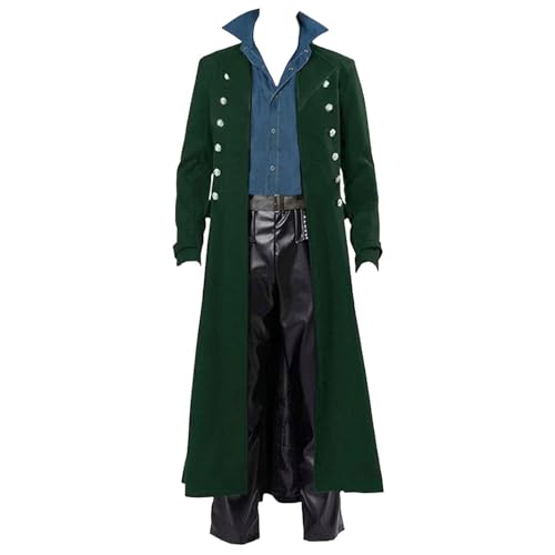 BITSEACOCO Retro Gothic Mittelalter Jacke Herren Halloween Steampunk Frack Fantasy LARP Cosplay Kostüme Trenchcoat Outwear, Grün , S BITSEACOCO Retro Gothic Mittelalter Jacke Herren Halloween Steampunk Frack Fantasy LARP Cosplay Kostüme Trenchcoat Outwear, Grün , S von BITSEACOCO