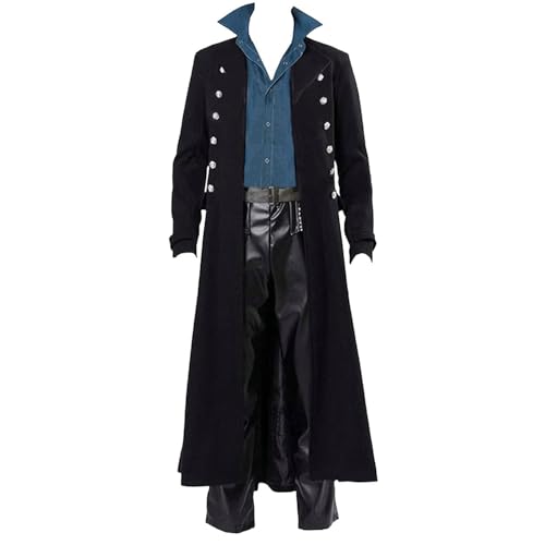 BITSEACOCO Retro Gothic Mittelalter Jacke Herren Halloween Steampunk Frack Fantasy LARP Cosplay Kostüme Trenchcoat Outwear, Schwarz, M BITSEACOCO Retro Gothic Mittelalter Jacke Herren Halloween Steampunk Frack Fantasy LARP Cosplay Kostüme Trenchcoat Outwear, Schwarz, M von BITSEACOCO