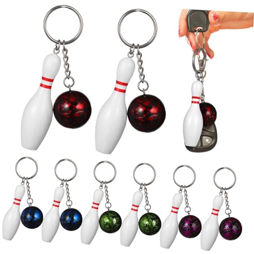 BIUDECO 10 Stück Teiliges Mini Bowling Schlüsselanhänger Langlebig und Sportsimulation Bunte Farbvielfalt Dekorativer Schlüsselring für Tasche und als Partydeko und Sport Zufällige Farbe von BIUDECO