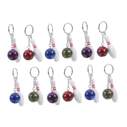 BIUDECO 12 Stück Teiliges Mini Bowling Schlüsselanhänger Detailreiche Sport Anhänger in Grün und Rot Robuste Praktische Schlüsselanhänger für Tasche Auto und Hausschlüssel Party Mitgebsel von BIUDECO