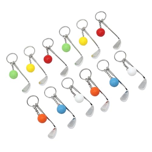 BIUDECO 12st Golf-schlüsselanhänger Sport-golfschläger-schlüsselanhänger Geteilter Schlüsselring Für Die Handtasche Schlüsselanhänger Mit 8 Kugeln Minigolfball-anhänger Ornament Metall Pvc von BIUDECO