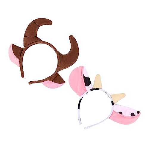 BIUDECO 2 Stück Haarreif mit Plüsch Kuhhörnern Weicher Leichter Kopfschmuck für Halloween und Weihnachten Modischer Haarreifen für Mädchen als Party und Cosplay Accessoire von BIUDECO