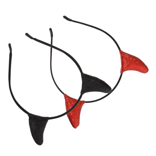 BIUDECO 2 Stück Halloween Teufelshörner Haarreif Teiliges Leichtes Kopfschmuck Stirnband Damen Karneval Cosplay Party Zubehör in Rot und Schwarz BIUDECO 2 Stück Halloween Teufelshörner Haarreif Teiliges Leichtes Kopfschmuck Stirnband Damen Karneval Cosplay Party Zubehör in Rot und Schwarz von BIUDECO