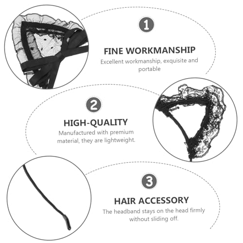 BIUDECO 2 Stück Schwarzes Spitzen katzenohren stirnband Leichtes Haarschmuck accessoire für Damen Party Fotorequisiten Geeignet für Kostüme und Festliche Anlässe von BIUDECO