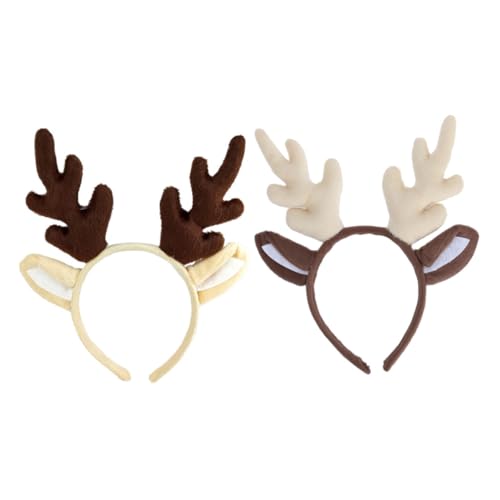 BIUDECO 2 Stück Teiliges Rentier Geweih Haarreif Weihnachts Haarreifen Kostüm Zubehör für Xmas Party Fasching mit Festem Sitz und Langlebigem Material in Weiß und Braun BIUDECO 2 Stück Teiliges Rentier Geweih Haarreif Weihnachts Haarreifen Kostüm Zubehör für Xmas Party Fasching mit Festem Sitz und Langlebigem Material in Weiß und Braun von BIUDECO