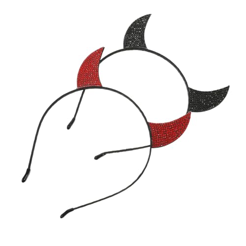 BIUDECO 2 Stück Teiliges Teufelshörner Haarreif mit Strass Halloween Kostüm Accessoire Leichte Komfortable Stirnbänder aus Umweltfreundlichem für Party und Fasching von BIUDECO