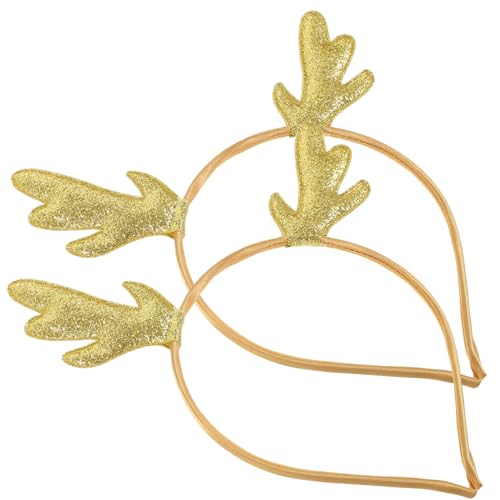 BIUDECO 2 Stück Weihnachtliches Haarband Rentier Geweih mit Goldfarbenen Pailletten Leichtes Dekoratives Stirnband für Mädchen und Damen Festlicher Kopfschmuck für Weihnachtsfeiern und von BIUDECO