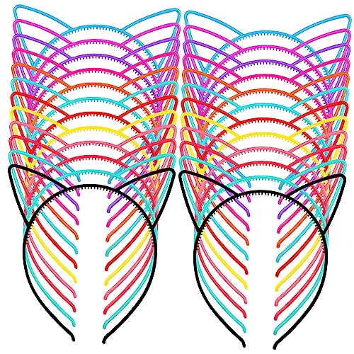 BIUDECO 24 Stück Teiliges Katzenohren Stirnband aus Kunststoff Bunte Haarschmuck Accessoires für Frauen Kopfband Deko für Geburtstagsparty Cosplay Halloween und Alltag BIUDECO 24 Stück Teiliges Katzenohren Stirnband aus Kunststoff Bunte Haarschmuck Accessoires für Frauen Kopfband Deko für Geburtstagsparty Cosplay Halloween und Alltag von BIUDECO
