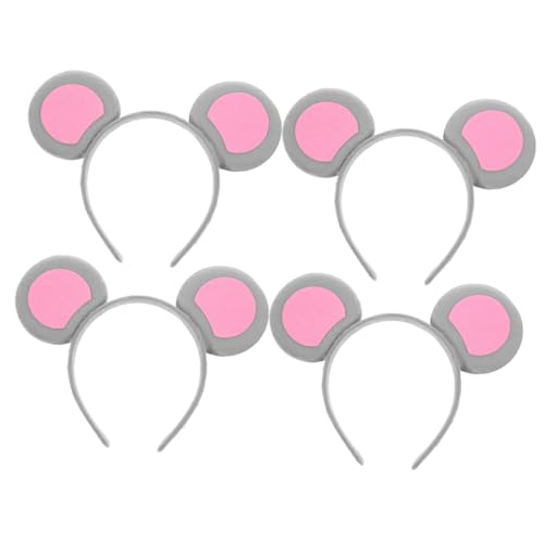 BIUDECO 4 Stück Mouse Ears Haarreifen Cosplay Headband mit Mausohren Leichtes Tierohren Stirnband für Halloween Karneval Party und Kostüm Accessoires für Damen und Erwachsene von BIUDECO
