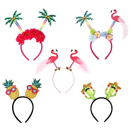 BIUDECO 5 Stück Hawaiian Kopfband Teiliges Stirnband mit Flamingo Ananas Kaktus und Kokosbaum für Tropische Sommerpartys Luau Dekoration und Haarschmuck BIUDECO 5 Stück Hawaiian Kopfband Teiliges Stirnband mit Flamingo Ananas Kaktus und Kokosbaum für Tropische Sommerpartys Luau Dekoration und Haarschmuck von BIUDECO