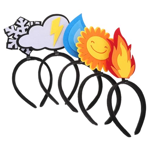 BIUDECO 5 Stück Teiliges Kreative Filz Haarbänder mit Flammen Wassertröpfchen Wolken und Schneeflockenmotiven Lustige Party Accessoires für Geburtstag und Feiertagsfeiern von BIUDECO