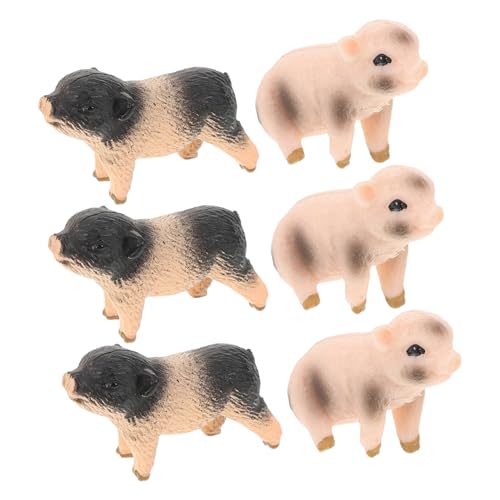 BIUDECO 6 Stück Teiliges Miniatur Schweinefiguren Realistische Bauernhoftiere Robuste Piggy Statuetten für Kreatives Garten und Innenraumdekoration Fördert Kognitive Entwicklung bei von BIUDECO