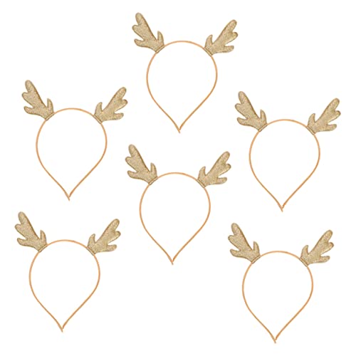BIUDECO 6 Stück Weihnachts Haarreif mit Goldenem Rentier Geweih Leichtes Langlebiges Stirnband für Weihnachtliche Kopfbedeckung für Party Kostüm und Festliche Anlässe von BIUDECO