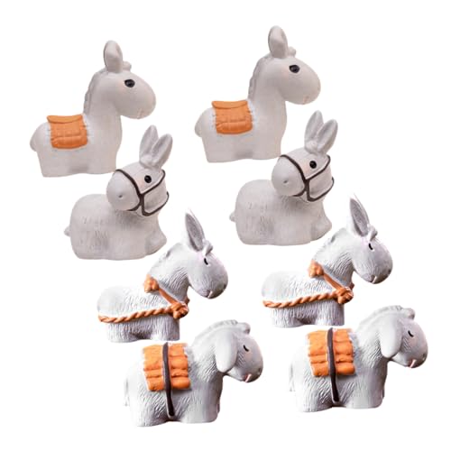 BIUDECO 8 Stück Esel-Ornamente Eselendekor Miniaturen Tierfiguren Haustier Hund Miniaturtier Im Garten Tiere Kuh Kaninchen Miniatur-Esel Mini-Esel Harz von BIUDECO